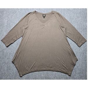 JM Collection Top Womens XL Brown V Neck Tunic 3/4 Sleeve Pullover